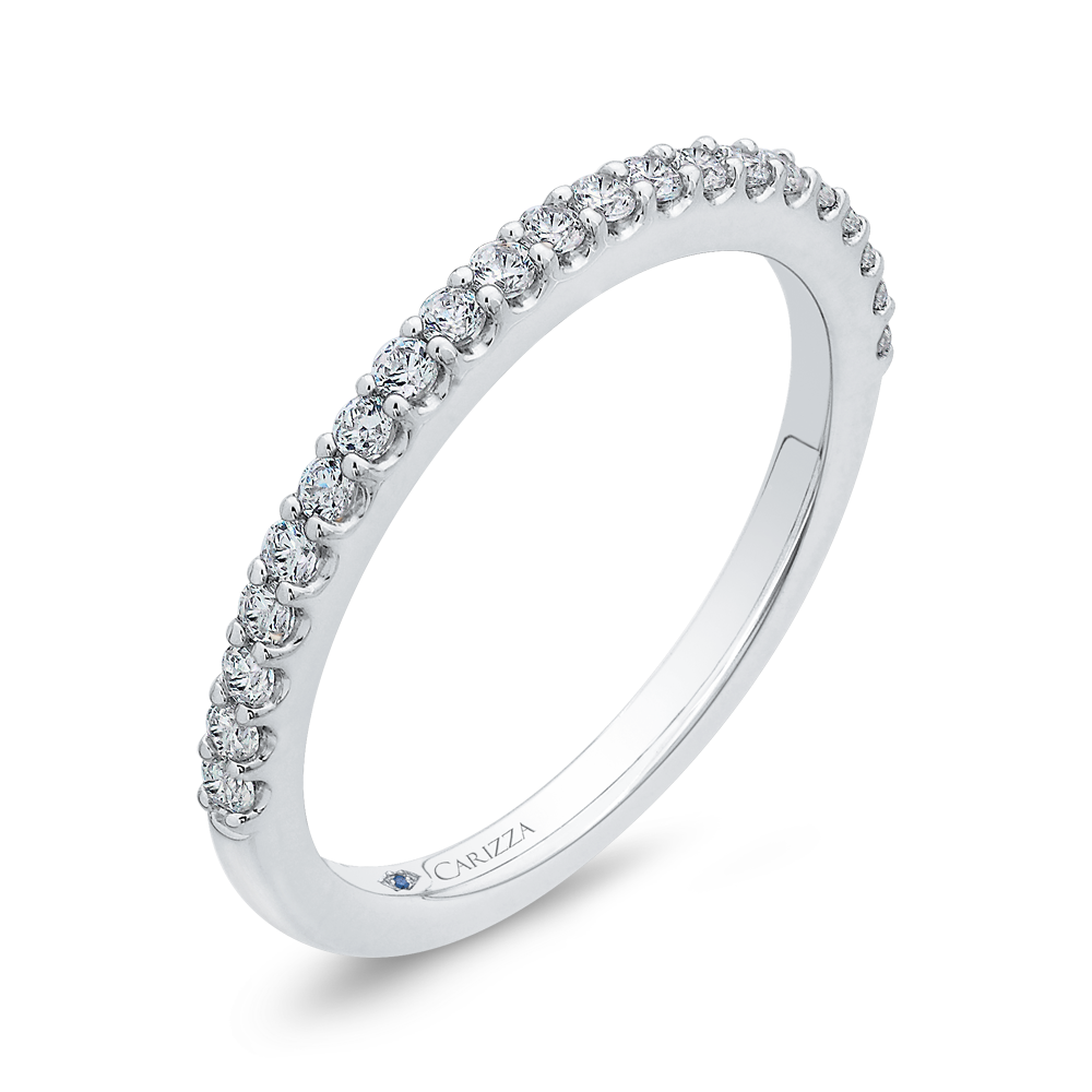 14K White Gold Round Diamond Half Eternity Wedding Band