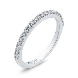 14K White Gold Round Diamond Half Eternity Wedding Band