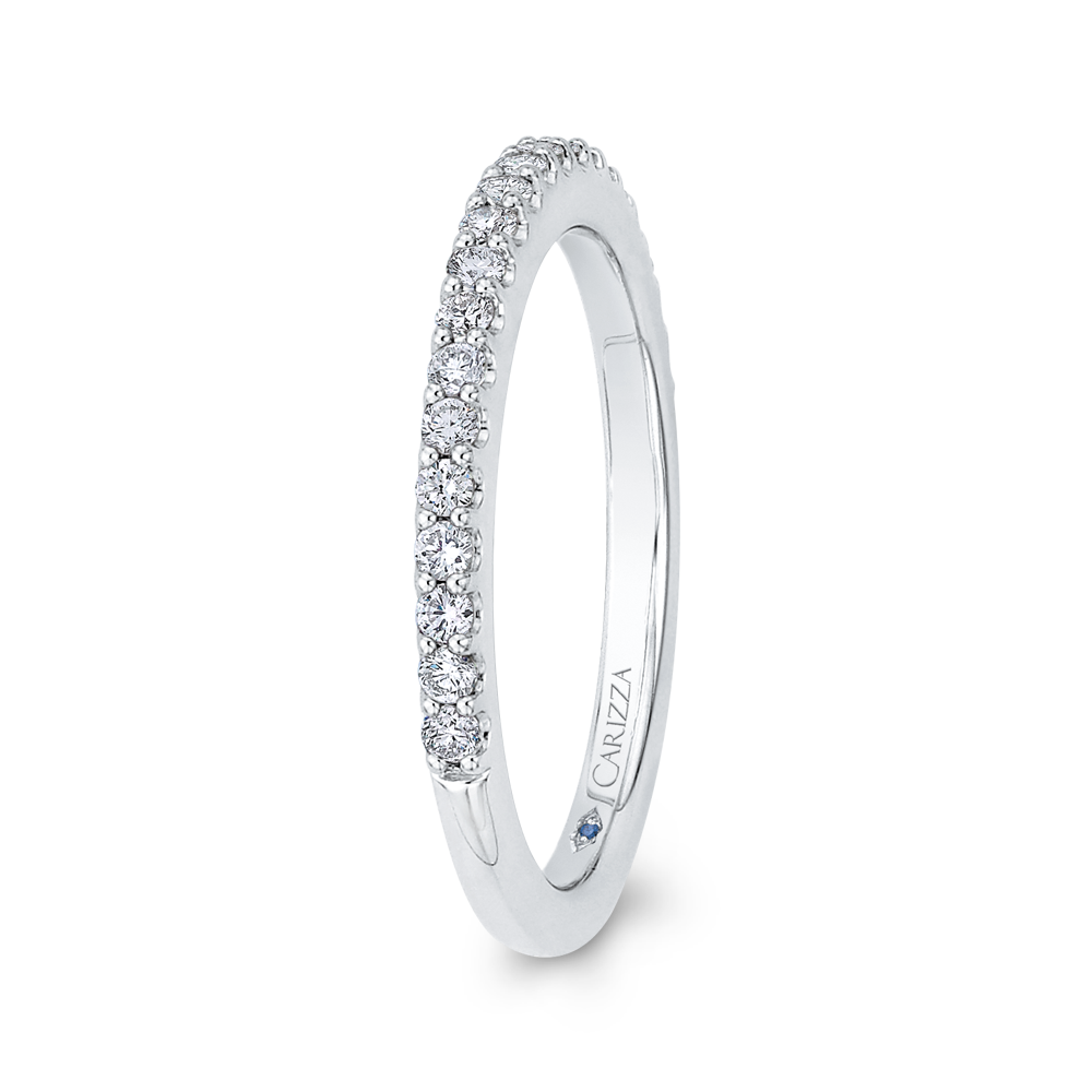 14K White Gold Round Diamond Half Eternity Wedding Band