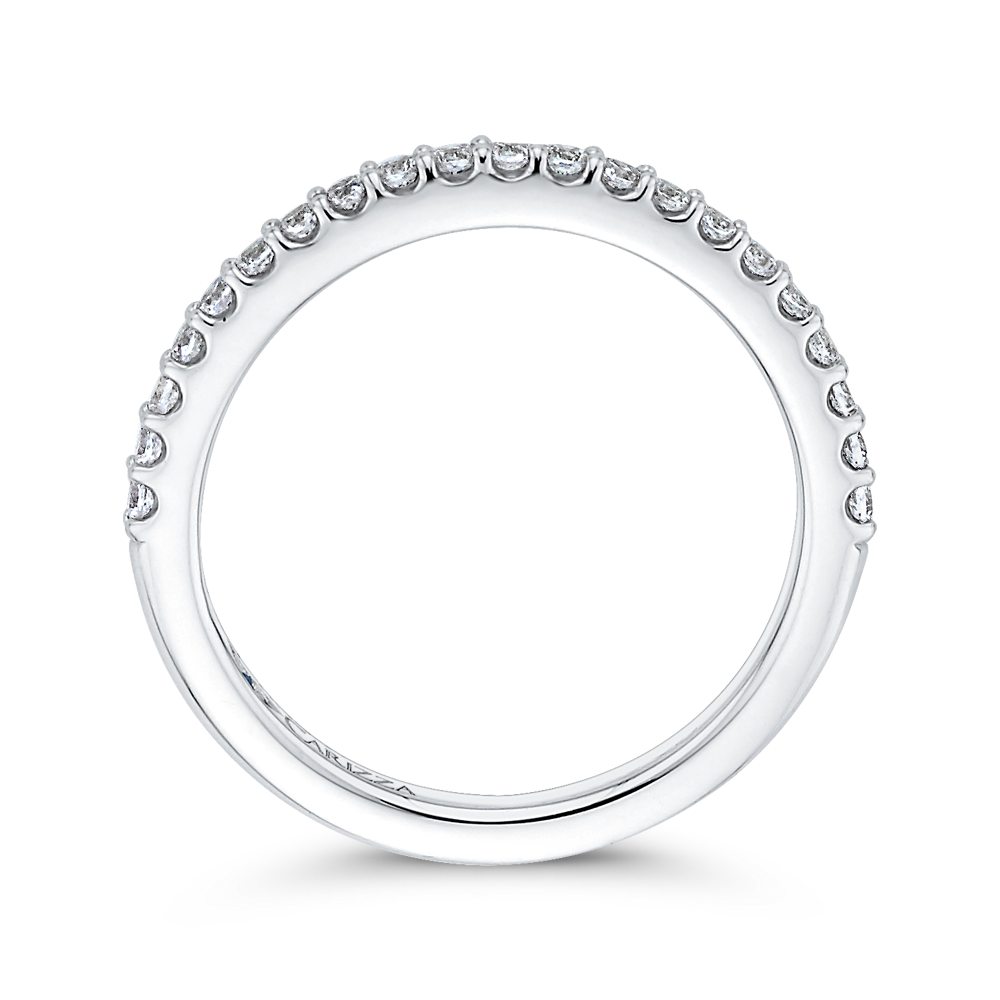 14K White Gold Round Diamond Half Eternity Wedding Band