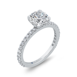 14K White Gold Round Diamond Classic Engagement Ring (Semi Mount)