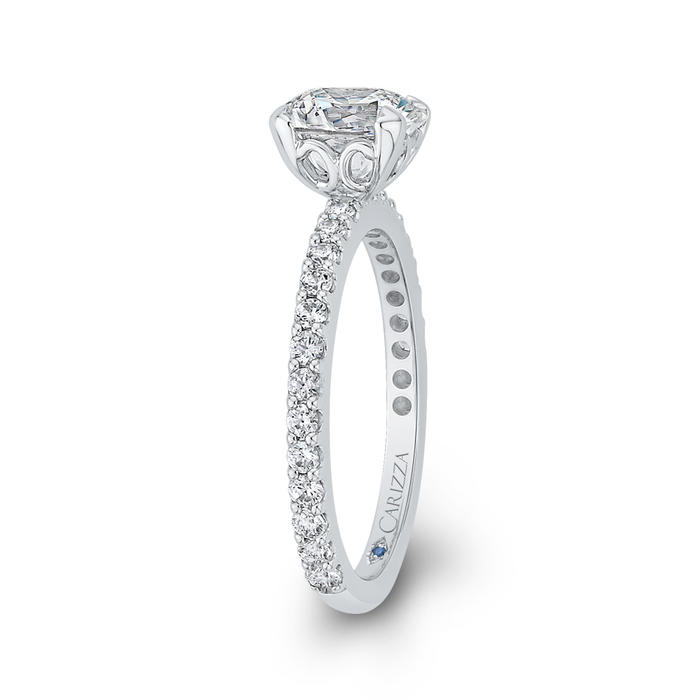 14K White Gold Round Diamond Classic Engagement Ring (Semi Mount)