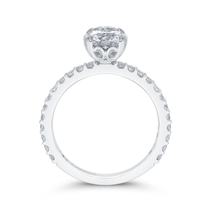 14K White Gold Round Diamond Classic Engagement Ring (Semi Mount)