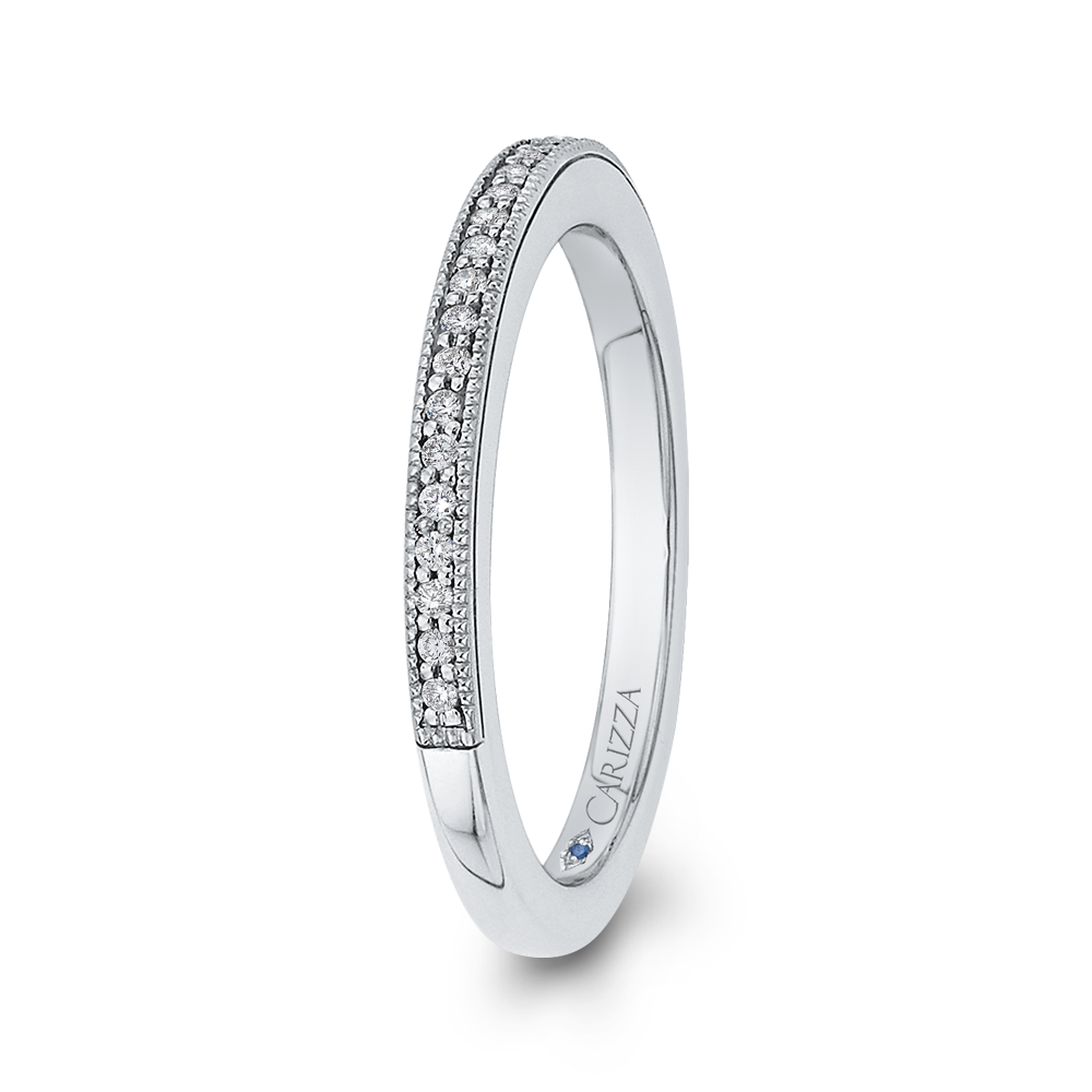 Round Diamond Half Eternity Wedding Band In 14K White Gold