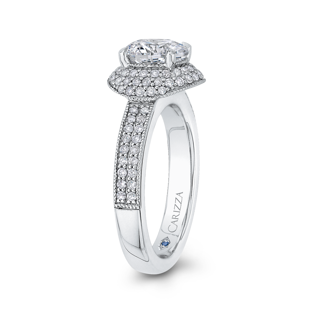 Round Cut Diamond Engagement Ring In 14K White Gold (Semi Mount)