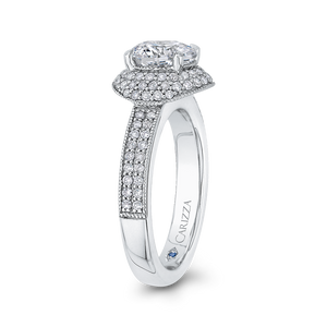 Round Cut Diamond Engagement Ring In 14K White Gold (Semi Mount)