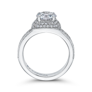 Round Cut Diamond Engagement Ring In 14K White Gold (Semi Mount)