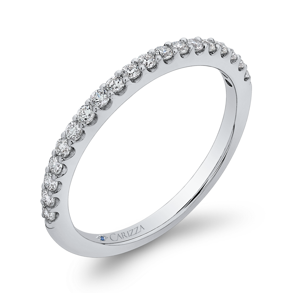 Round Diamond Half Eternity Wedding Band In 14K White Gold