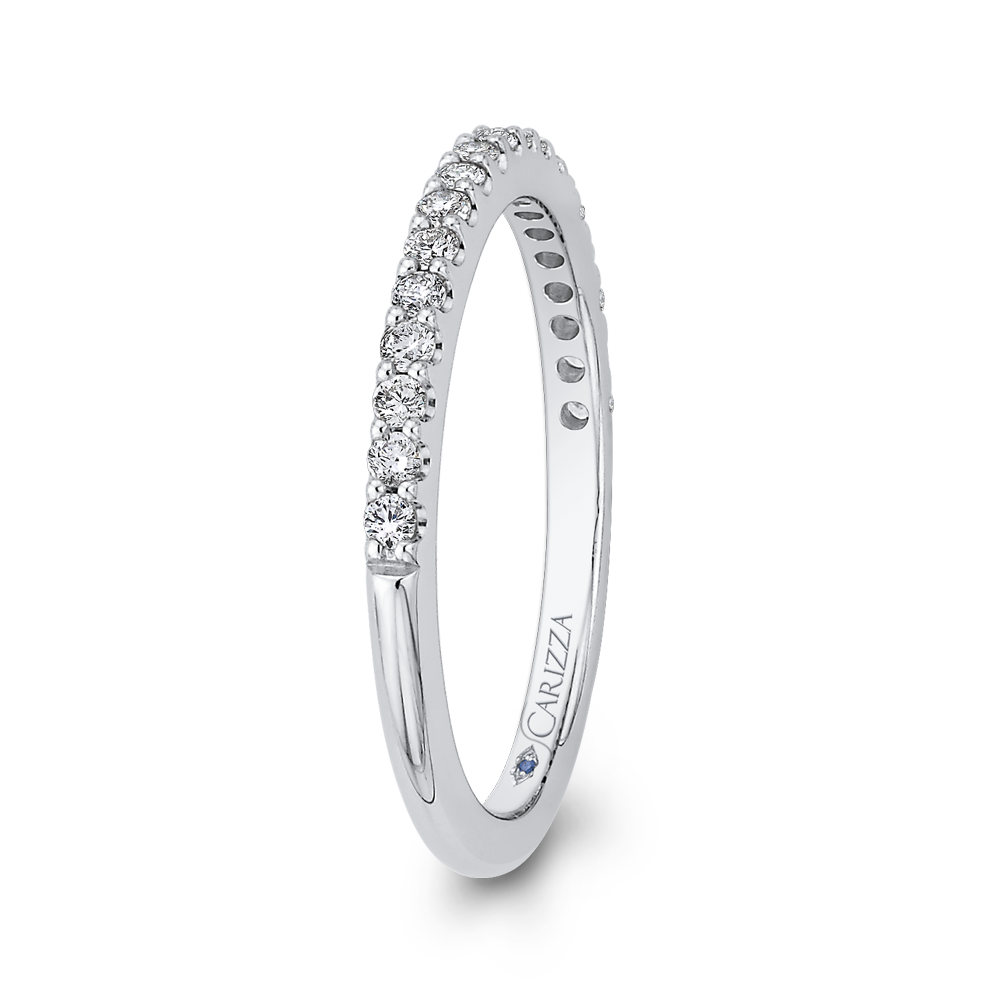 Round Diamond Half Eternity Wedding Band In 14K White Gold