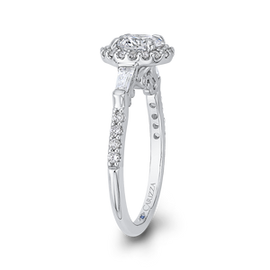 14K White Gold Round Diamond Halo Engagement Ring (Semi Mount)