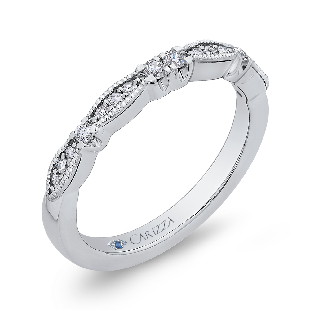 14K White Gold Round Diamond Wedding Band