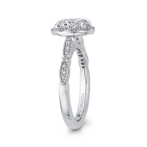 14K White Gold Round Diamond Halo Engagement Ring (Semi Mount)