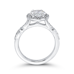 14K White Gold Round Diamond Halo Engagement Ring (Semi Mount)