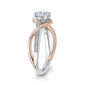 14K Two Tone Gold Round Diamond Engagement Ring with Split Shank (Semi Mount)