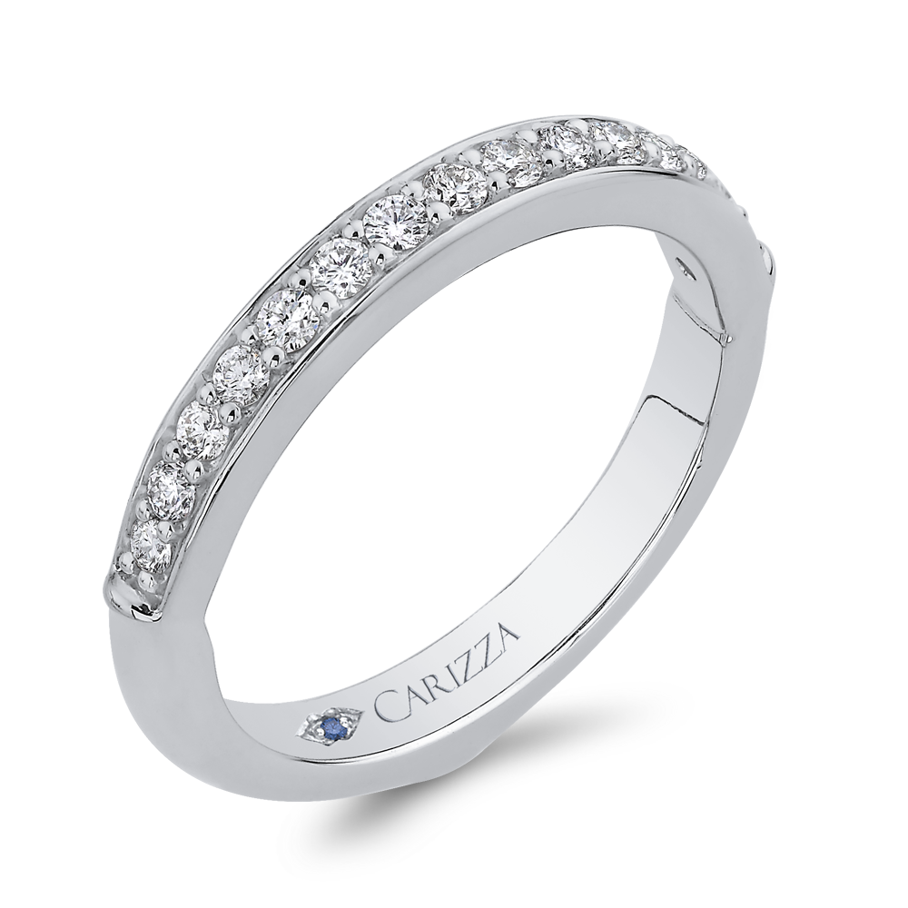 14K White Gold Round Diamond Half Eternity Wedding Band