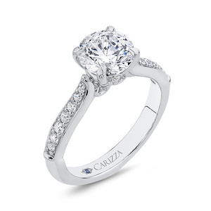 14K White Gold Round Diamond Engagement Ring (Semi Mount)