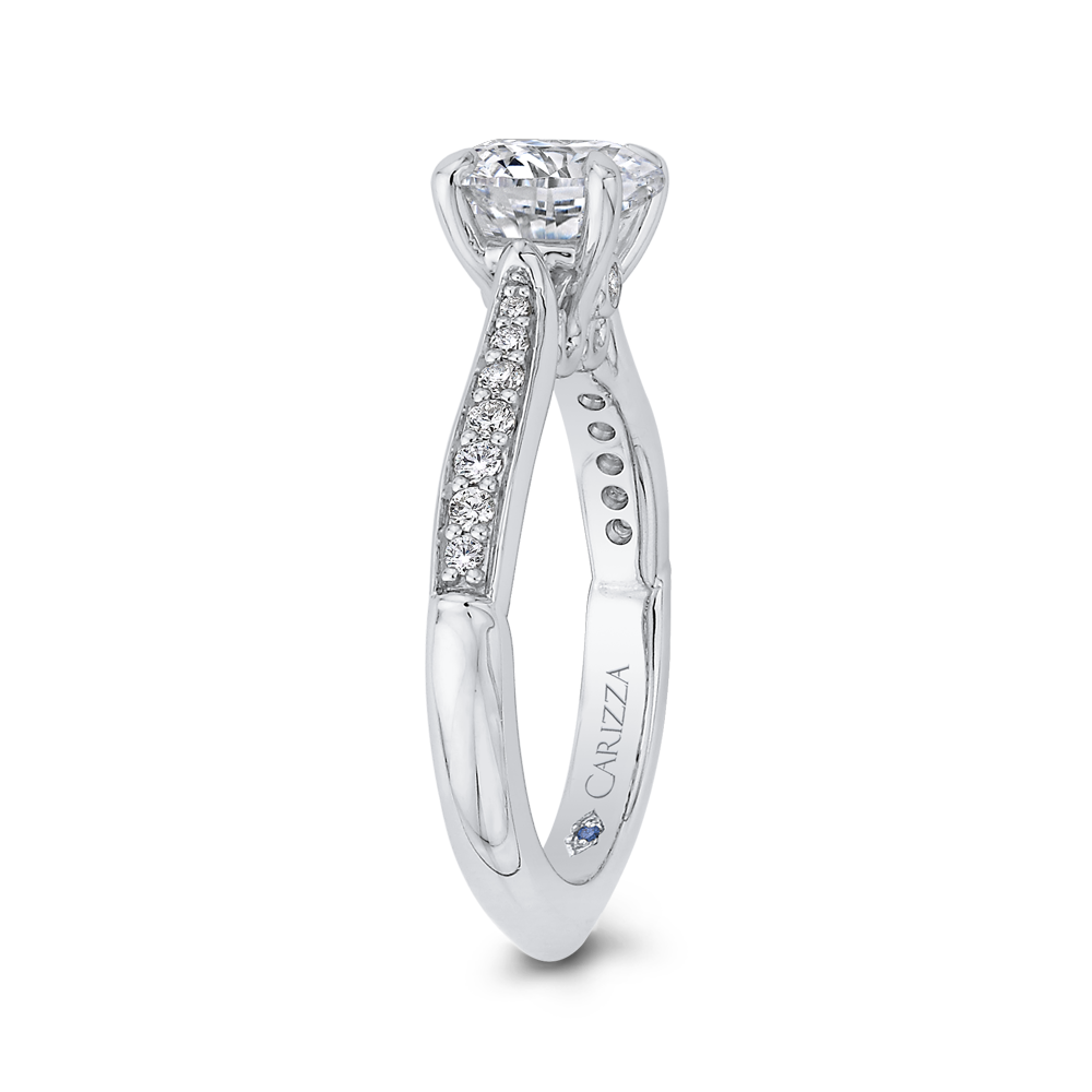 14K White Gold Round Diamond Engagement Ring (Semi Mount)