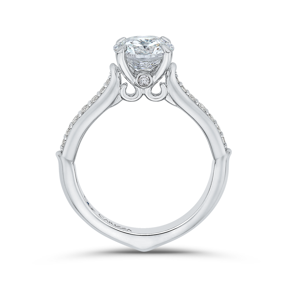 14K White Gold Round Diamond Engagement Ring (Semi Mount)