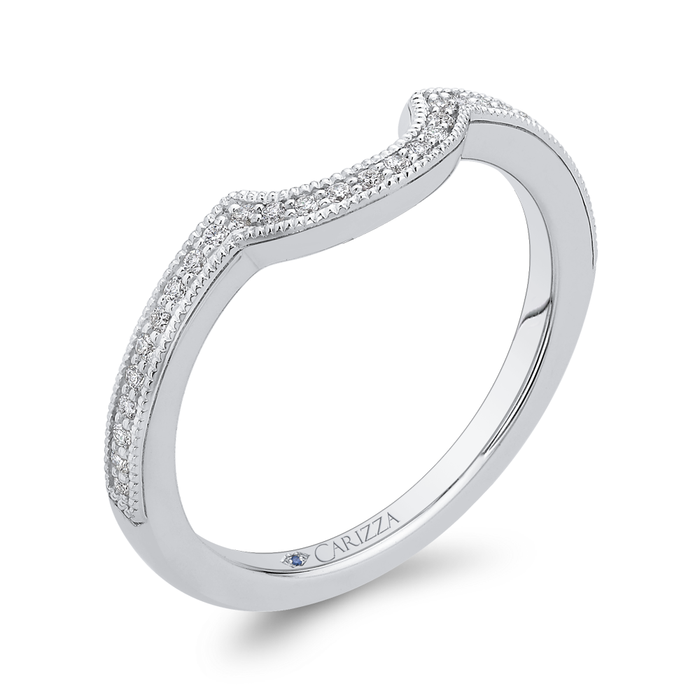 14K White Gold Round Diamond Half Eternity Wedding Band