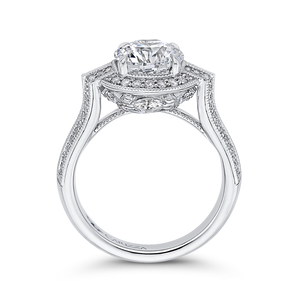 14K White Gold Round Diamond Cathedral Style Engagement Ring (Semi Mount)