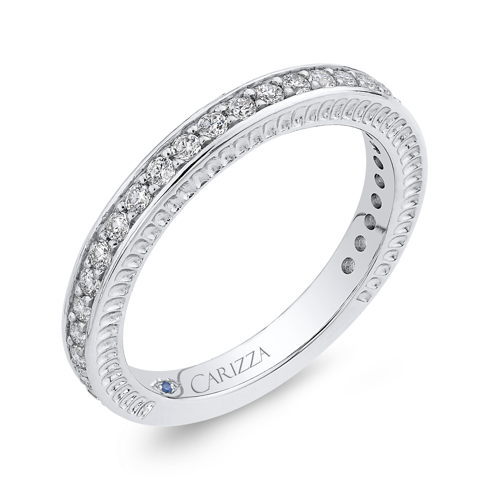 14K White Gold Round Diamond Wedding Band