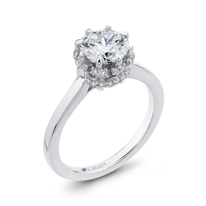 14K White Gold Round Cut Diamond Engagement Ring (Semi Mount)