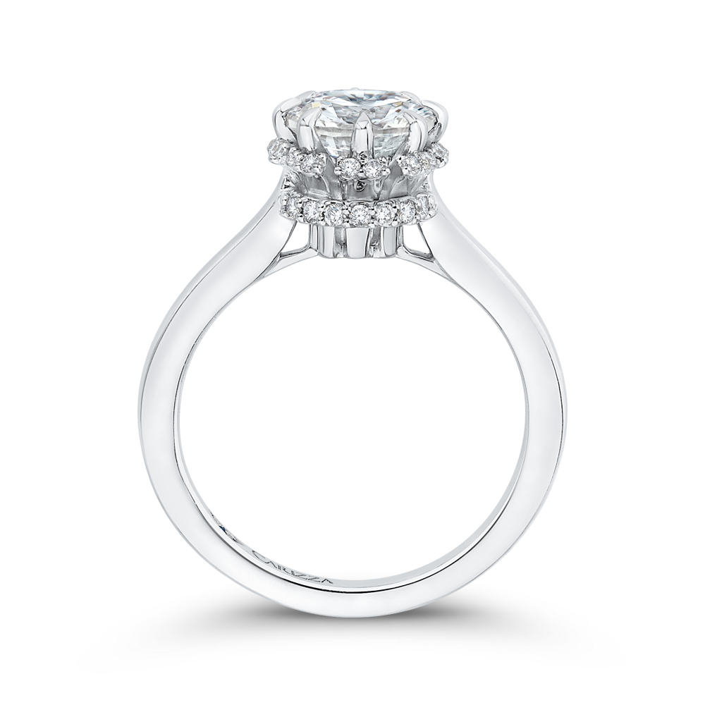 14K White Gold Round Cut Diamond Engagement Ring (Semi Mount)