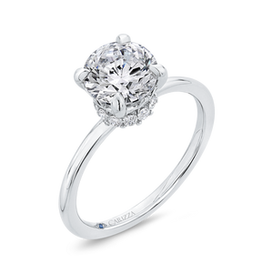 14K White Gold Round Cut Diamond Classic Engagement Ring (Semi-Mount)