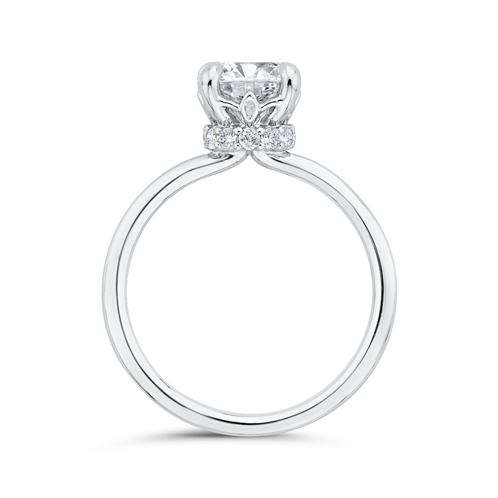 14K White Gold Round Cut Diamond Classic Engagement Ring (Semi-Mount)