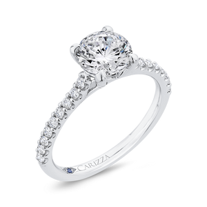 14K White Gold Round Cut Diamond Classic Engagement Ring (Semi-Mount)