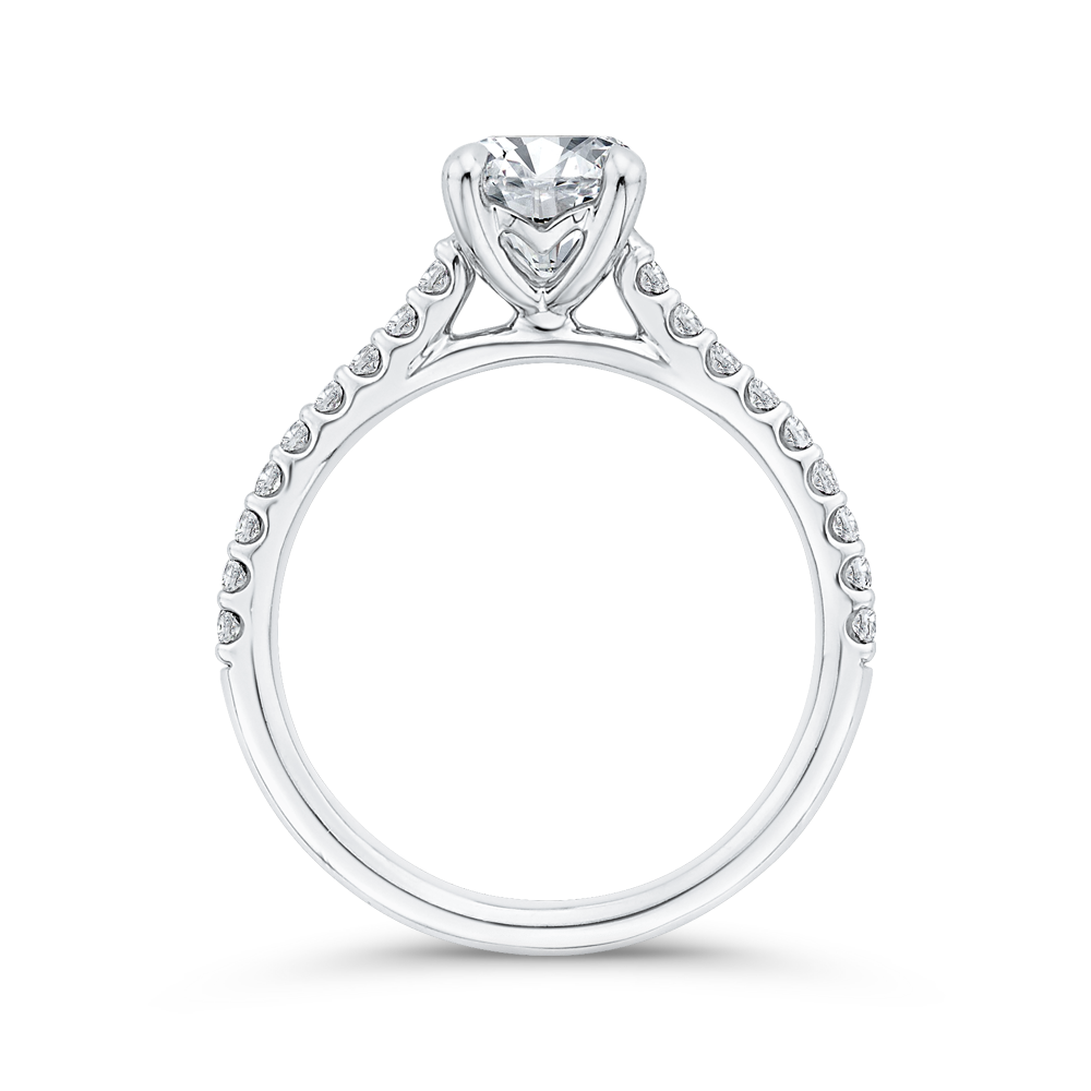 14K White Gold Round Cut Diamond Classic Engagement Ring (Semi-Mount)