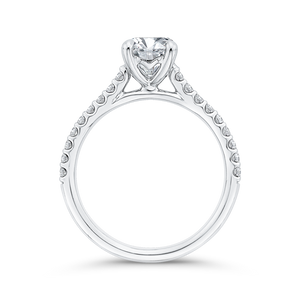 14K White Gold Round Cut Diamond Classic Engagement Ring (Semi-Mount)