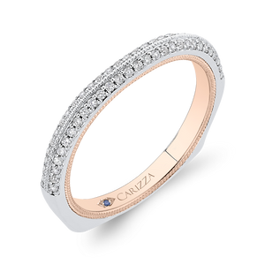 14K Two Tone Gold Round Cut Diamond Half Eternity Wedding Band