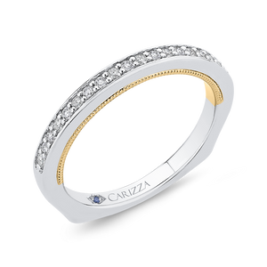 Round Diamond Half Eternity Wedding Band In 14K Two Tone Gold