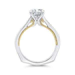 14K Two Tone Gold Round Cut Diamond Engagement Ring (Semi Mount)