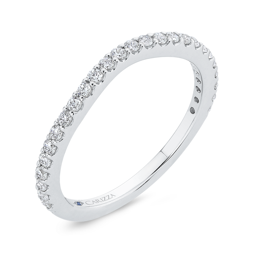 Round Cut Diamond Wedding Band In 14K White Gold