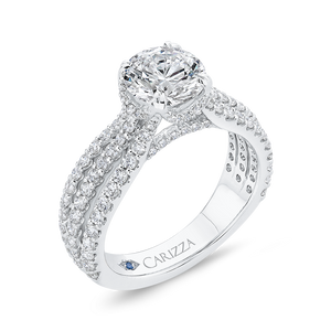 14K White Gold Round Cut Diamond Engagement Ring (Semi Mount)