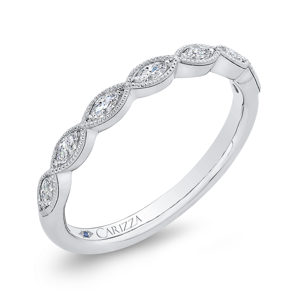 14K White Gold Marquise Diamond Wedding Band