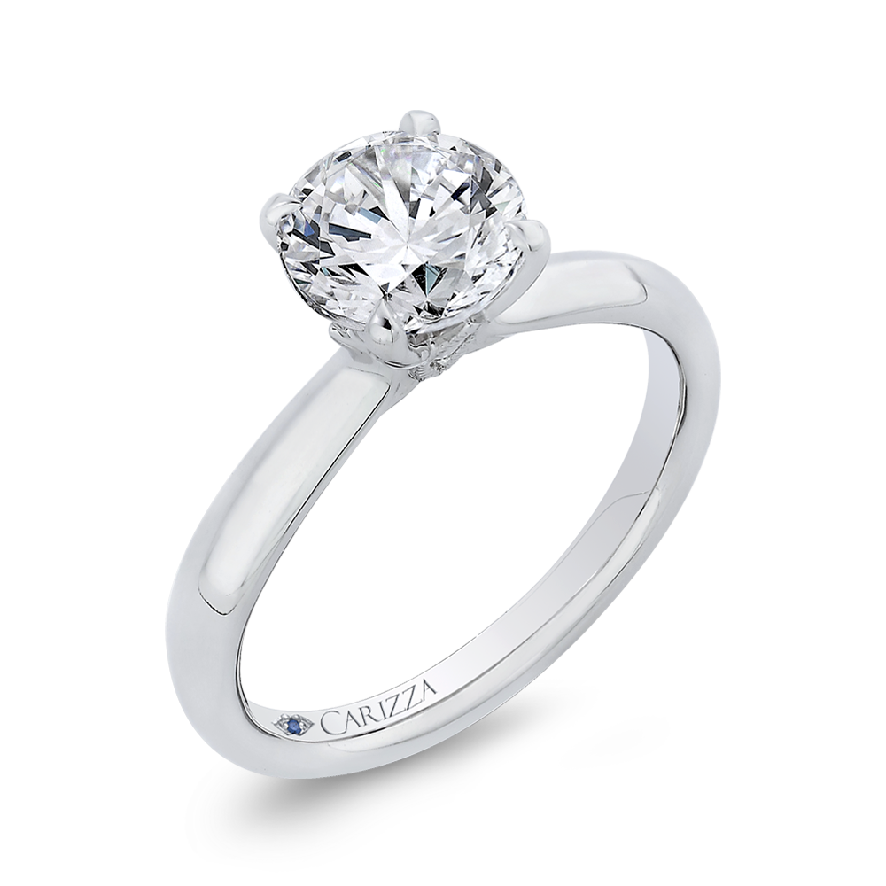 14K White Gold Round Diamond Engagement Ring (Semi Mount)