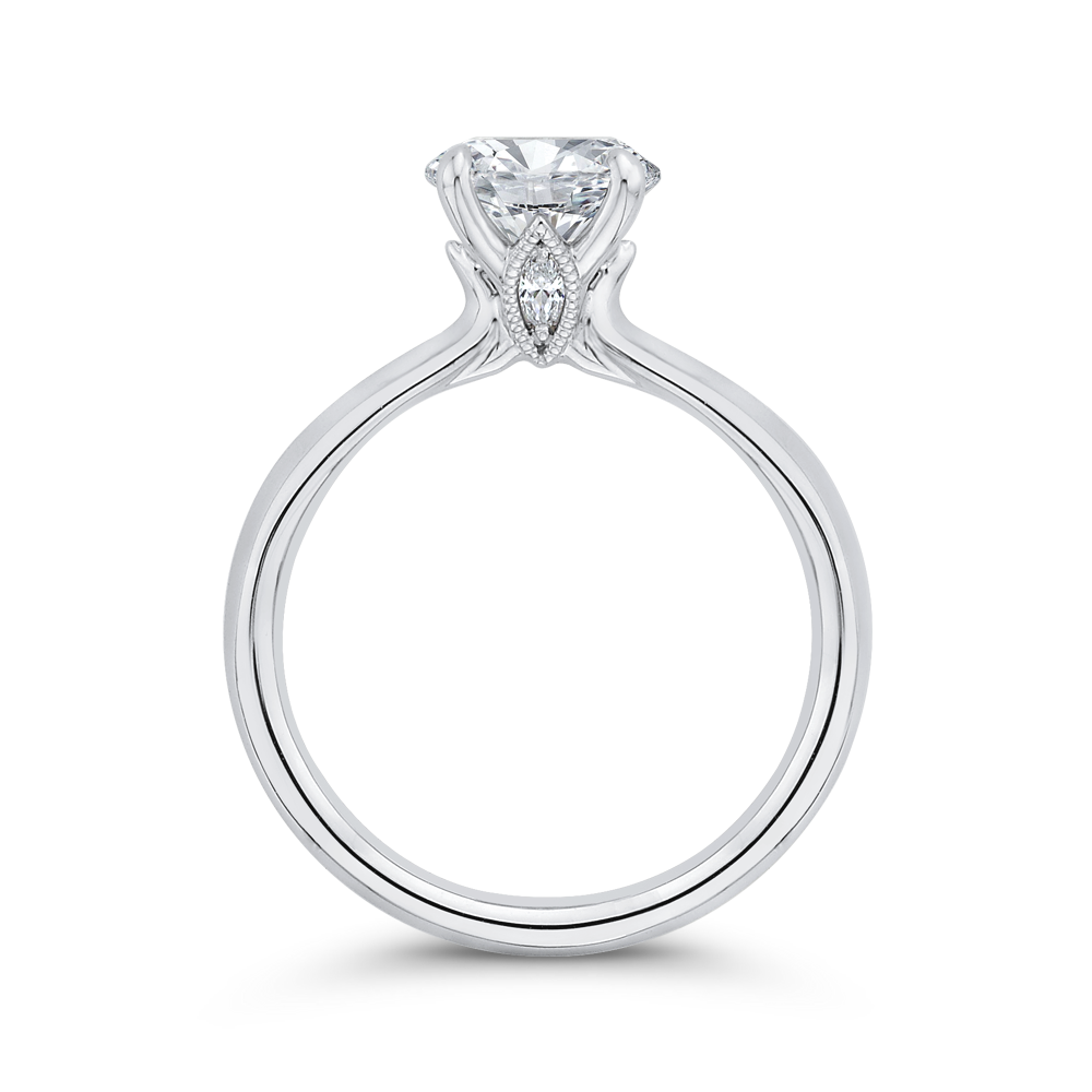 14K White Gold Round Diamond Engagement Ring (Semi Mount)