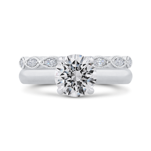 14K White Gold Round Diamond Engagement Ring (Semi Mount)