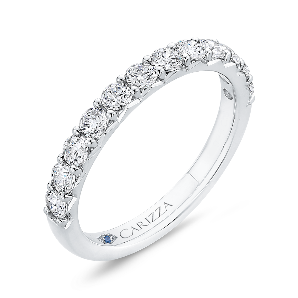 Round Diamond Half Eternity Wedding Band In 14K White Gold