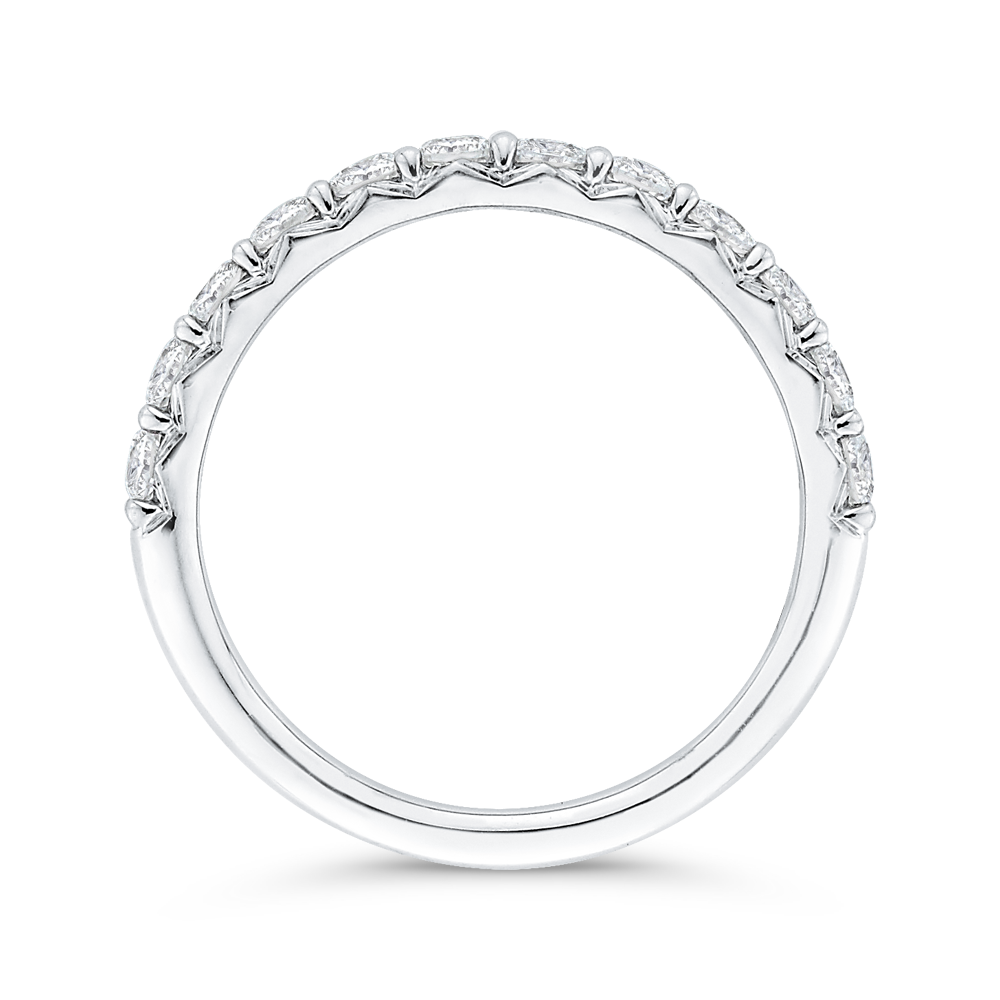 Round Diamond Half Eternity Wedding Band In 14K White Gold