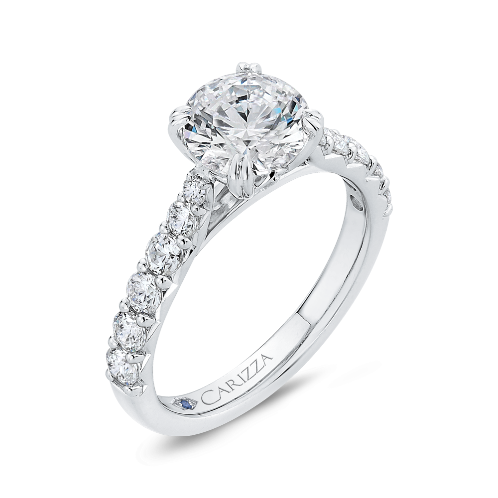 Round Diamond Engagement Ring In 14K White Gold (Semi Mount)