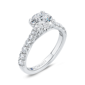 Round Diamond Engagement Ring In 14K White Gold (Semi Mount)