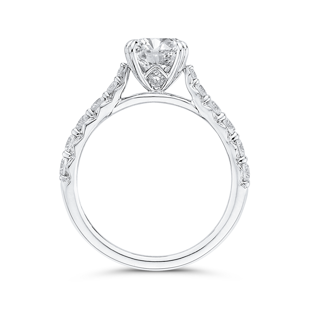 Round Diamond Engagement Ring In 14K White Gold (Semi Mount)