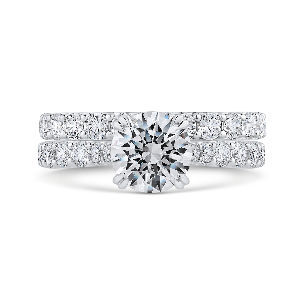 Round Diamond Engagement Ring In 14K White Gold (Semi Mount)