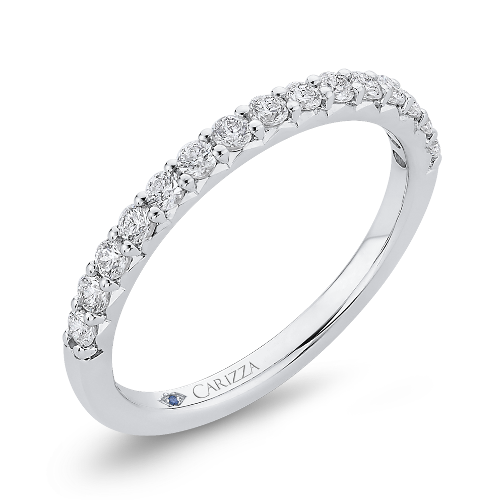 14K White Gold Round Diamond Half Eternity Wedding Band