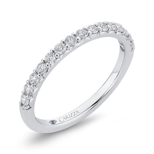 14K White Gold Round Diamond Half Eternity Wedding Band