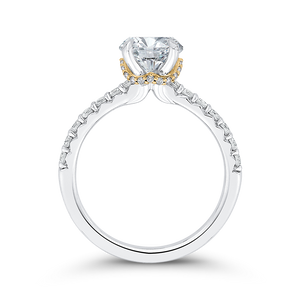 14K Two Tone Gold Round Diamond Engagement Ring (Semi Mount)